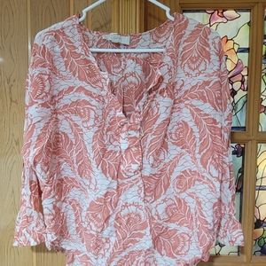 Long sleeve blouse very comfortable  good condition loftSz large orange/ cream